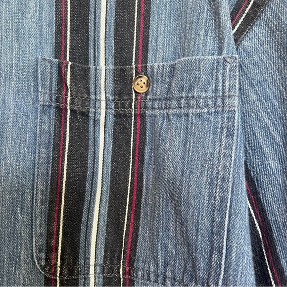 Sasson Men's Denim Button Down Shirt Size Large striped vintage 90’s - Picture 4 of 10